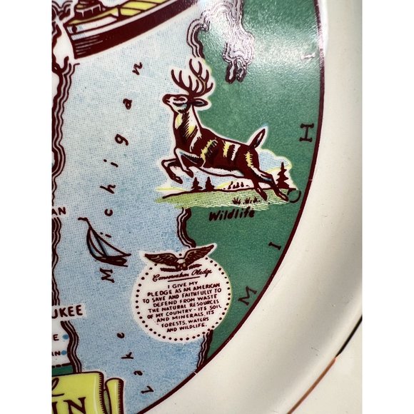 Taylor Smith Taylor Ashland Wisconsin State Plate  9" Diameter white, green   Ce - Picture 7 of 16